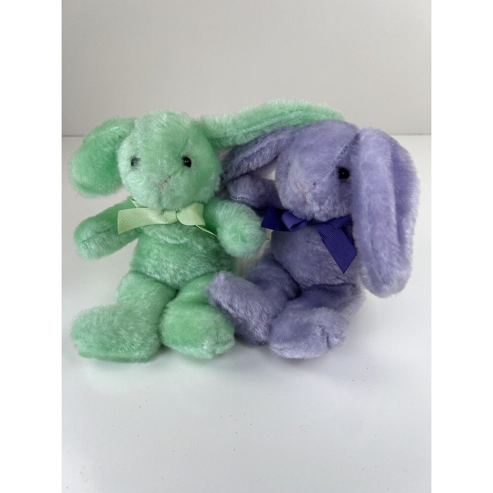2 Vintage Walmart Easter Basket Bunny Rabbit Stuffed Animal Plush Doll Toy Gifts